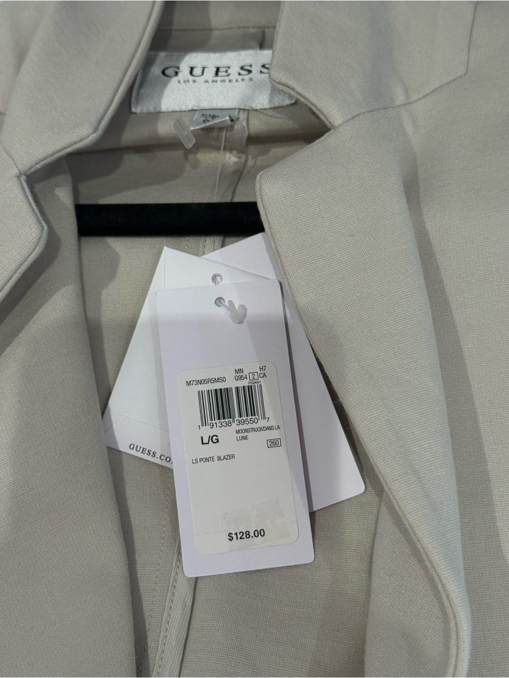 GUESS NWT Moonstruck Ponte Blazer L Stretch Tailored Neutral Jacket Office - Picture 5 of 8